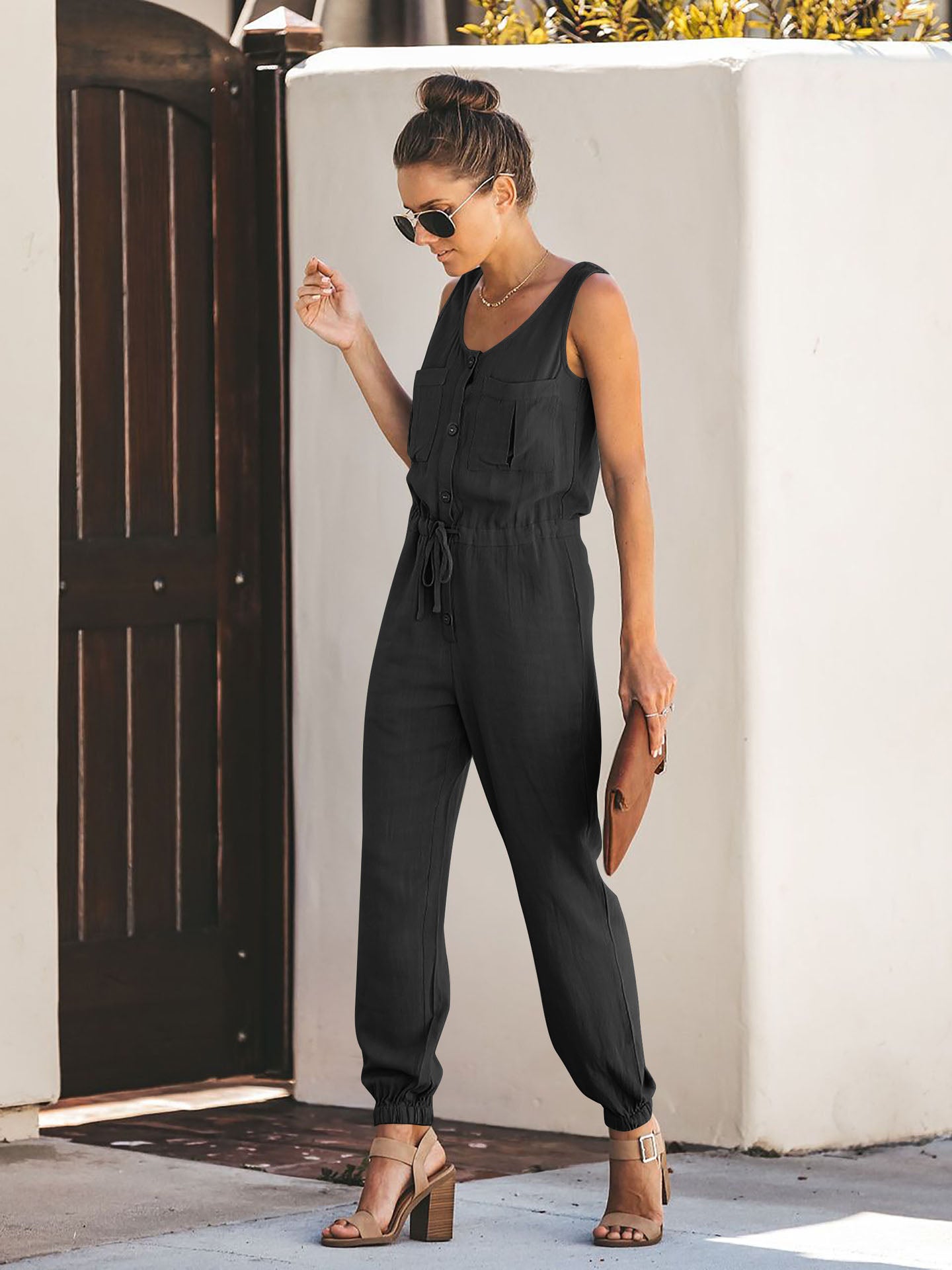 Taschenoverall aus Leinenmischung