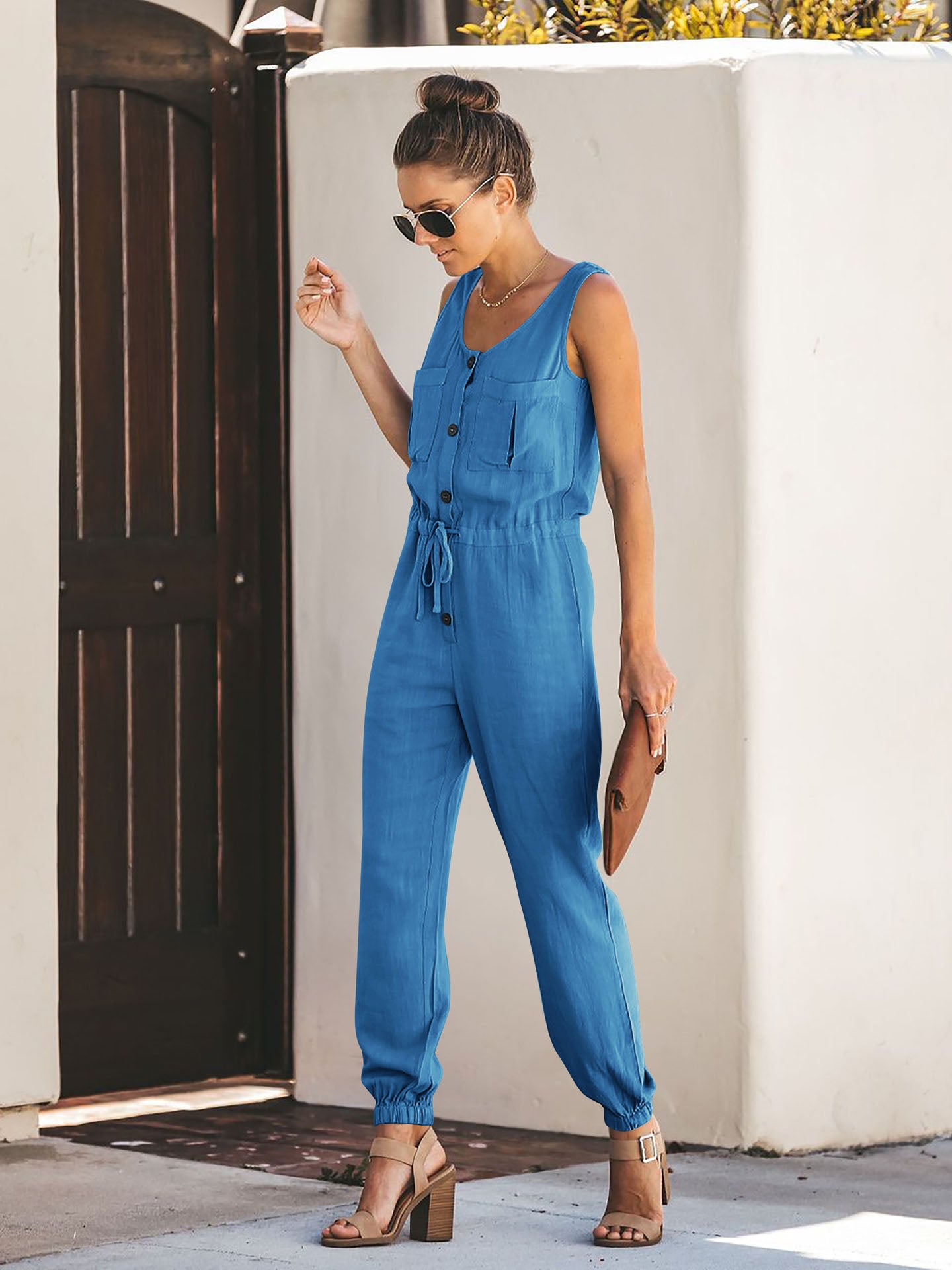 Taschenoverall aus Leinenmischung