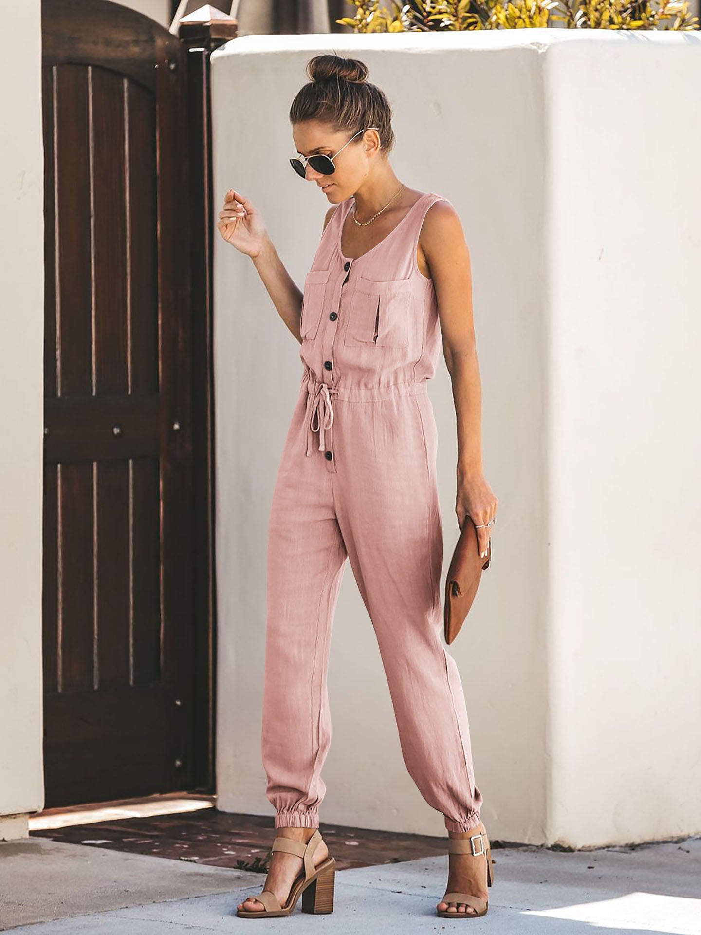 Taschenoverall aus Leinenmischung