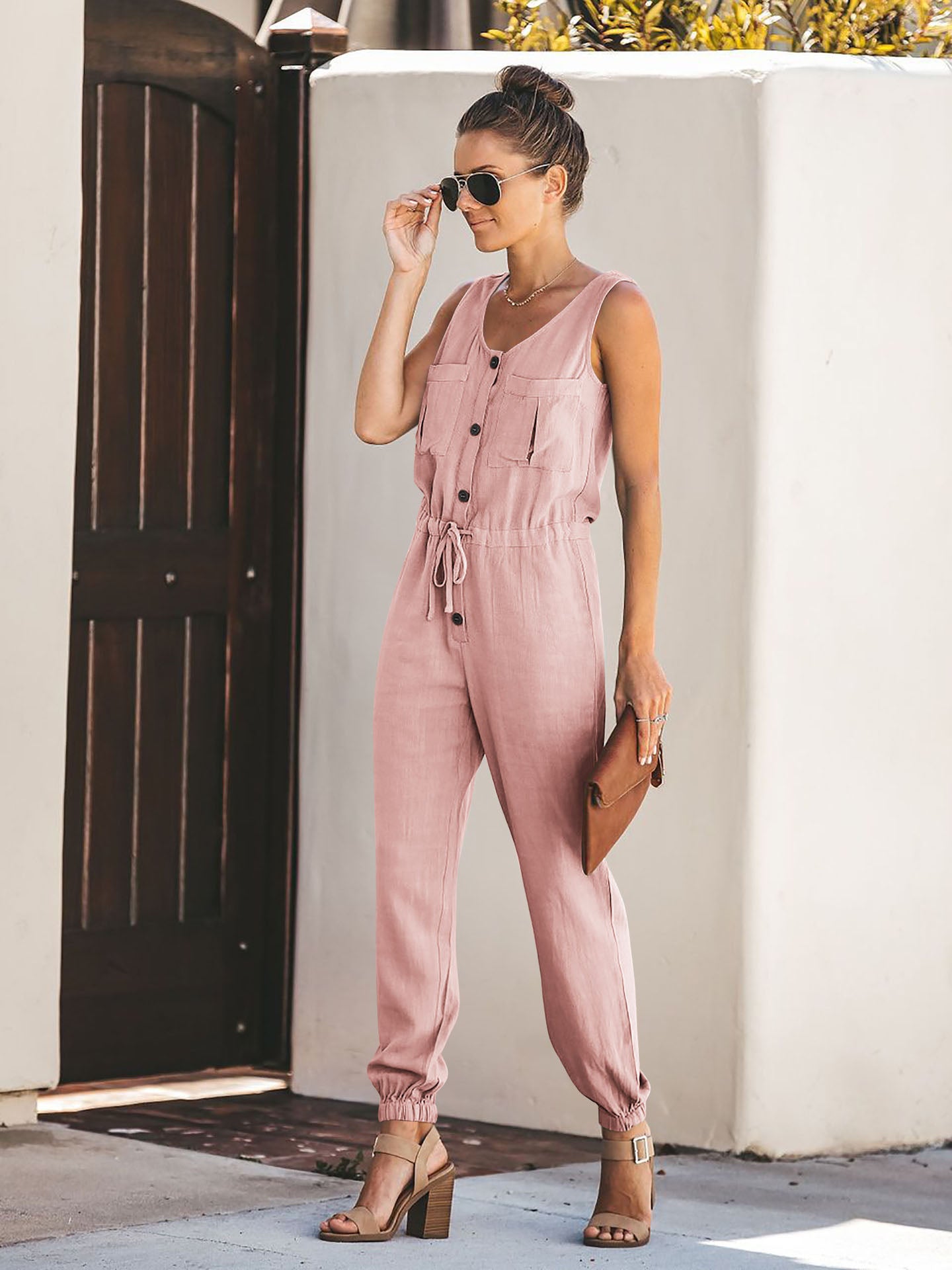 Taschenoverall aus Leinenmischung