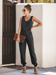 Taschenoverall aus Leinenmischung