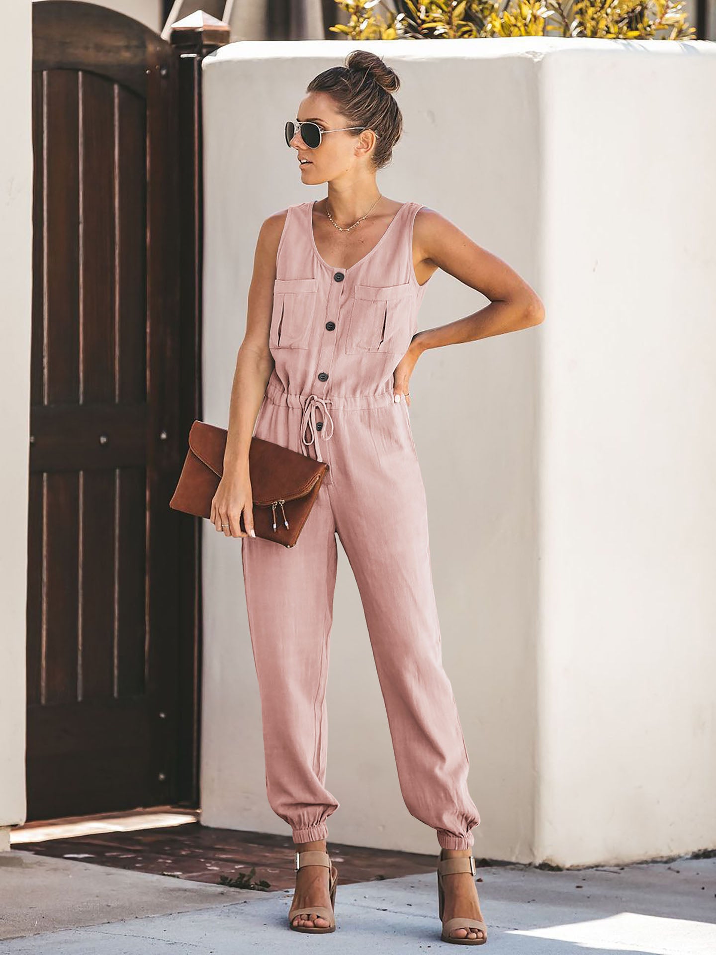 Taschenoverall aus Leinenmischung