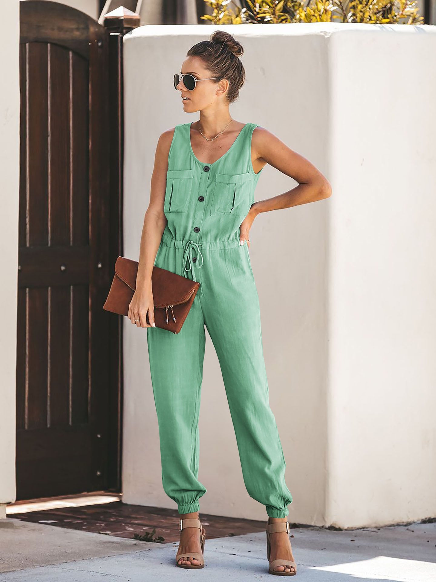 Taschenoverall aus Leinenmischung