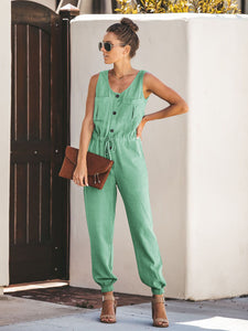 Taschenoverall aus Leinenmischung