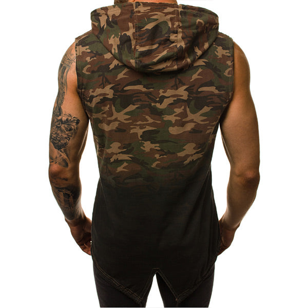 Camisa sin mangas para hombres con capucha y degradado