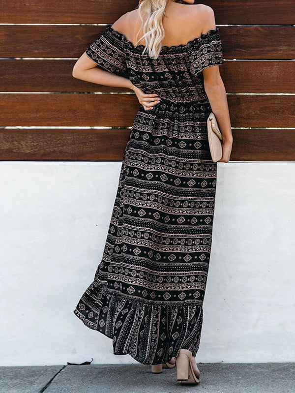 Vestido largo de hombro boho