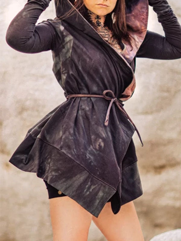 Abrigo con capucha irregular Diablo Cosplay para mujer