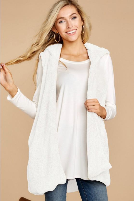 Chaleco con capucha de moda de felpa sexy