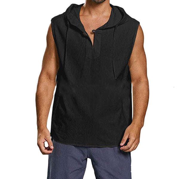 Chaleco de lino con capucha para hombre.