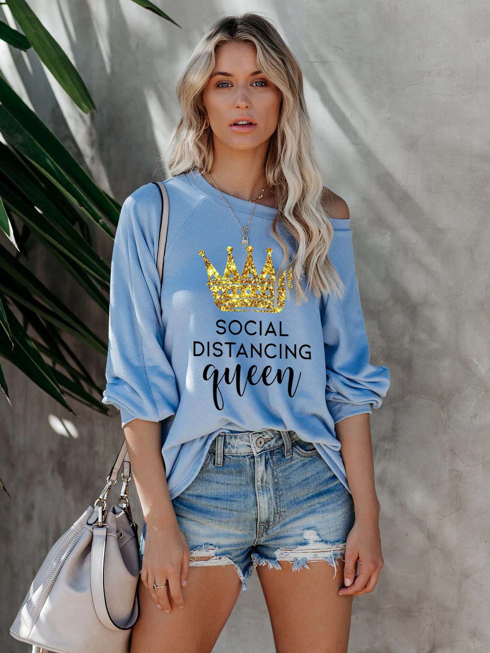 Social Distancing Queen Off-Shoulder Top