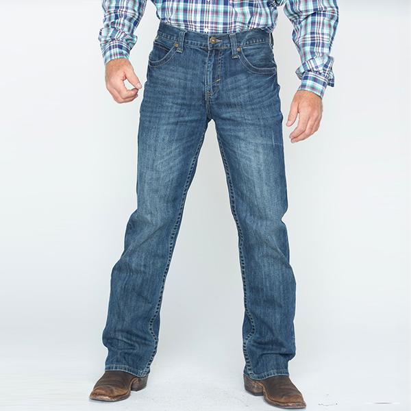 Mid Rise Schwere gekreuzte Boot Cut Jeans