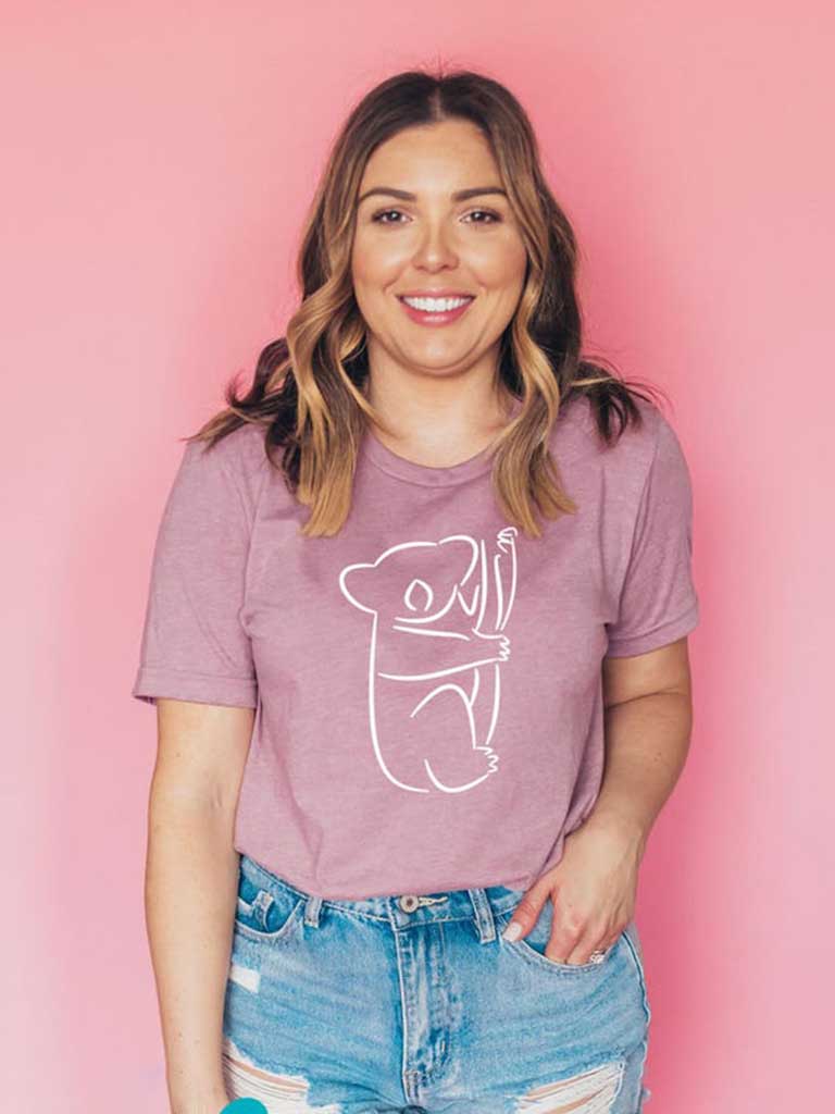 Damen Koala Print Kurzarm Top