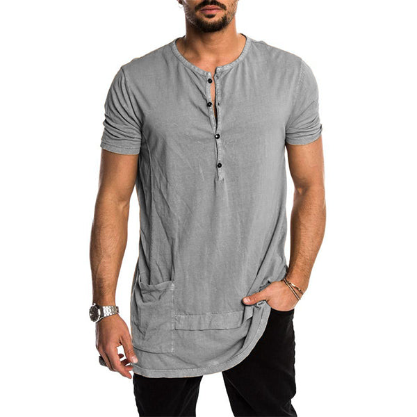 Camiseta de hombre con botones vintage con cuello redondo