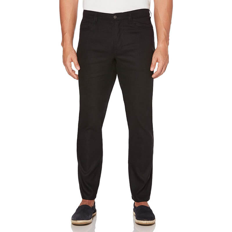 Herrenmode Superweiche schlanke atmungsaktive Reißverschluss-Baumwoll-Leinenhose