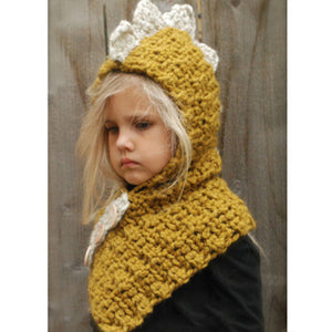 Hand-knitted wool warm hat and scarf set