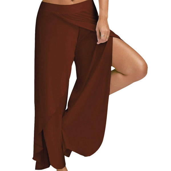Wide leg flowy casual side slit yoga pants