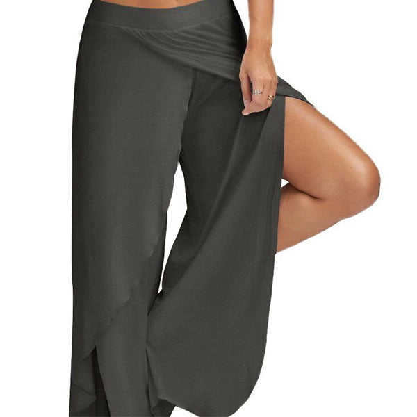 Wide leg flowy casual side slit yoga pants