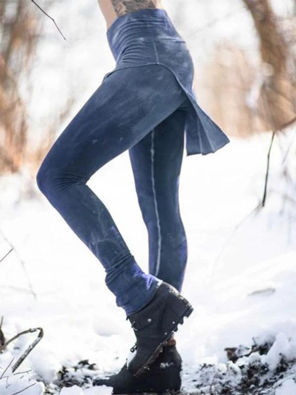 Leggings elásticos retro en color liso para mujer