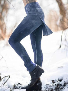 Leggings elásticos retro en color liso para mujer