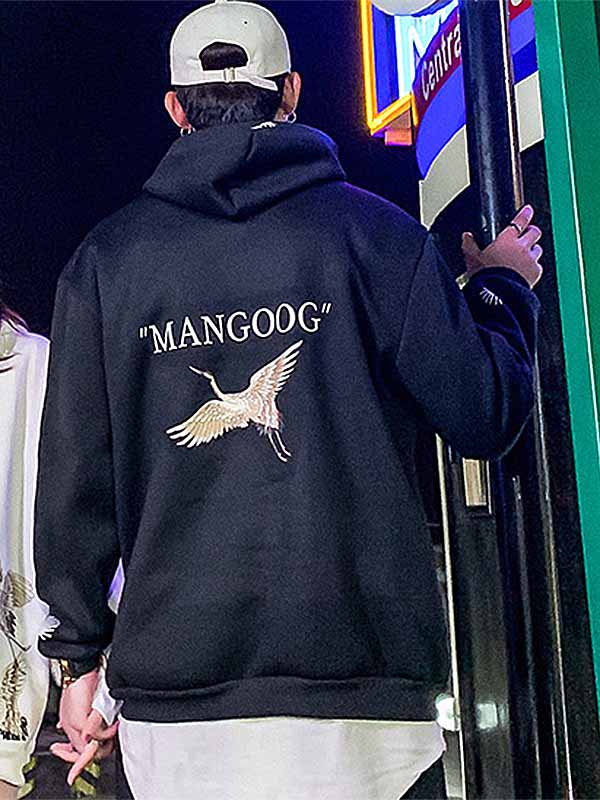 Jerseys con capucha para hombre con estampado de grulla