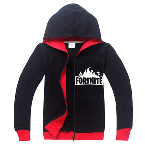 Fortnite Print Long Sleeve Zipper Sweater for Kids