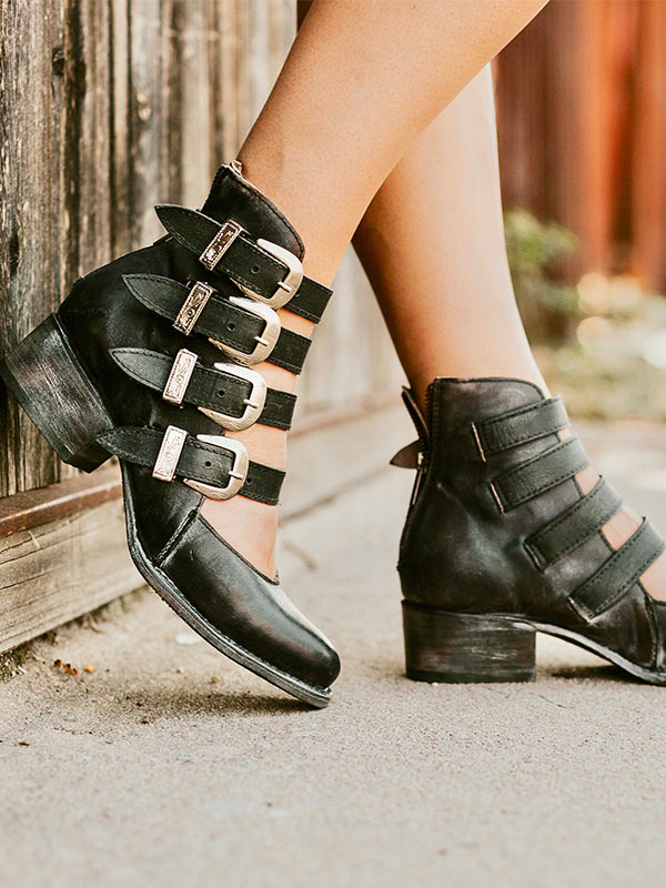 Frauen Retro Gürtelschnalle Pumps