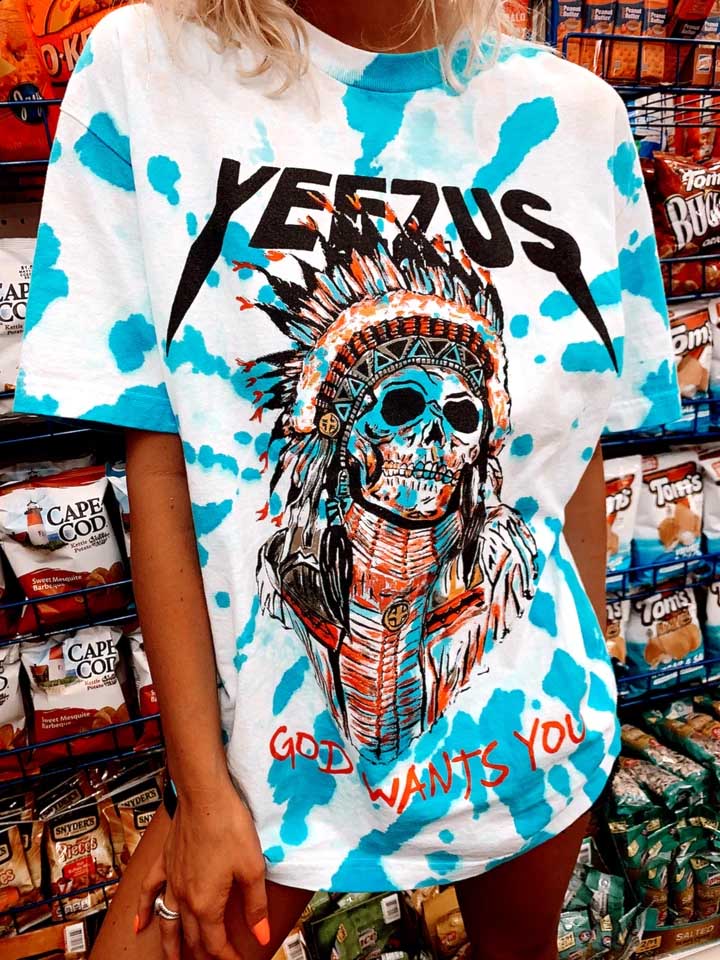 Gott will dich Yezzus Tie Dye Kurzarm T-Shirt