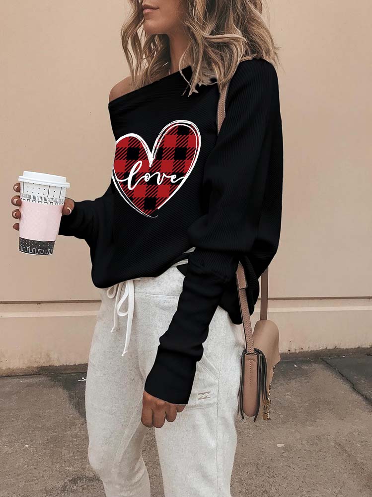Valentine love heart plaid, suéter de peinado estampado