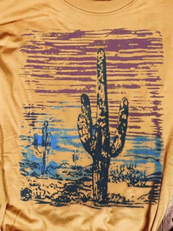 Camiseta de mujer &quot;Cactus Sunset&quot; con manga corta