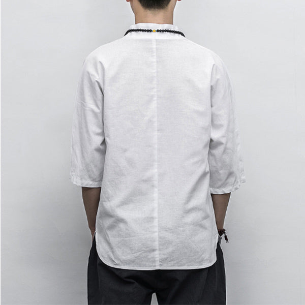 Camisa corta de lino para hombre