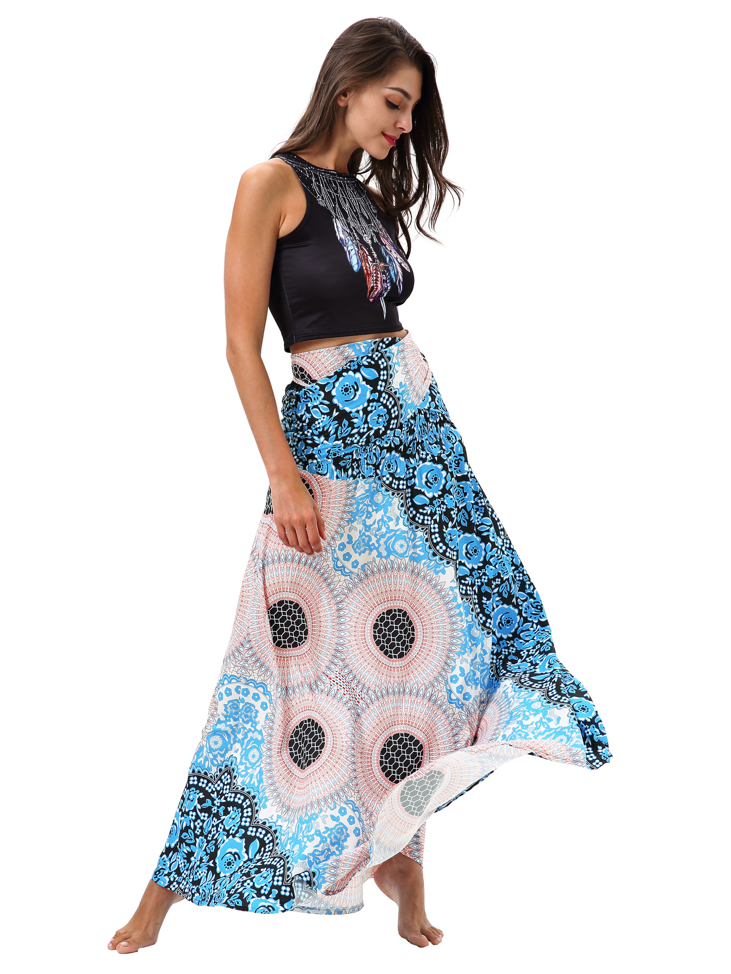 Vestido de cinta con estampado de girasol falda sexy de playa