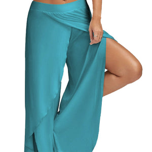 Wide leg flowy casual side slit yoga pants