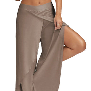 Wide leg flowy casual side slit yoga pants