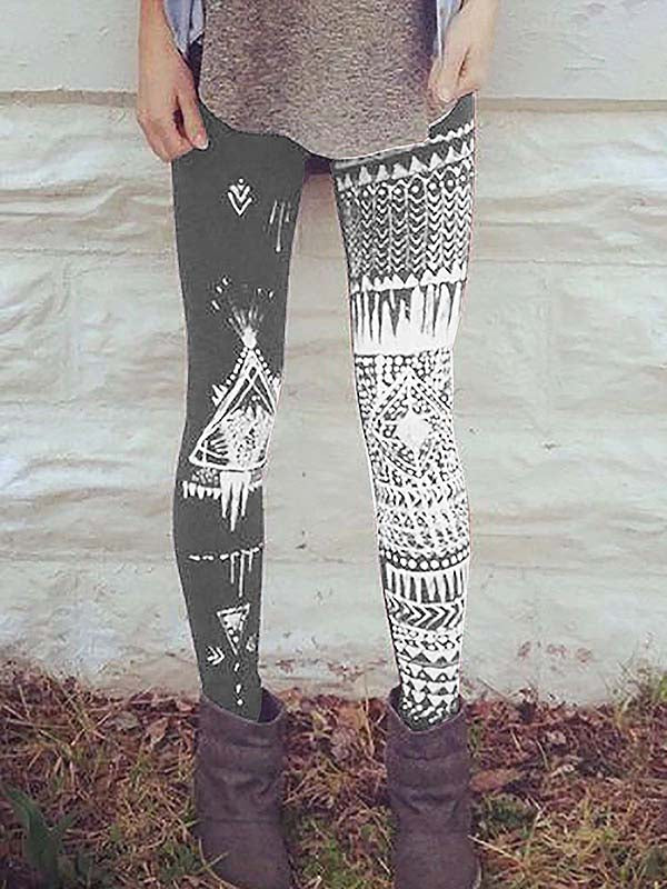 Damen Vintage Tribal Casual Leggings Hosen