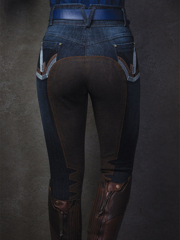 Bragas de mezclilla estampadas cosidas casuales para mujeres