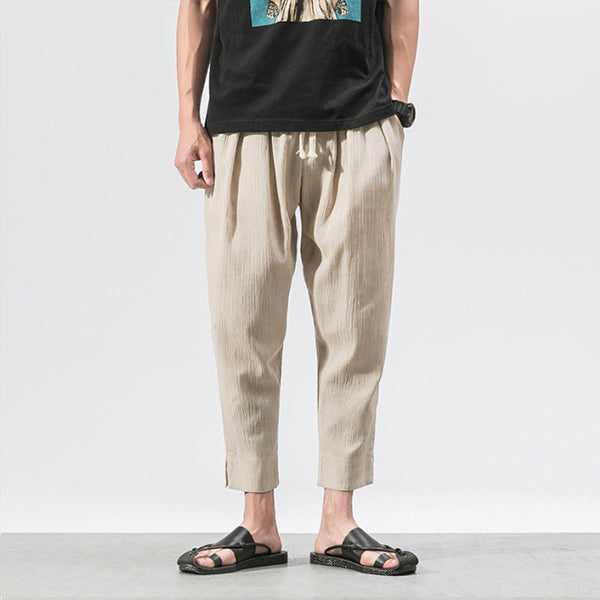 Pantalones de lino sueltos casuales para hombres