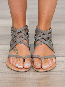 Flache Sandalen für Damenmode-Kreuzspitzenmode