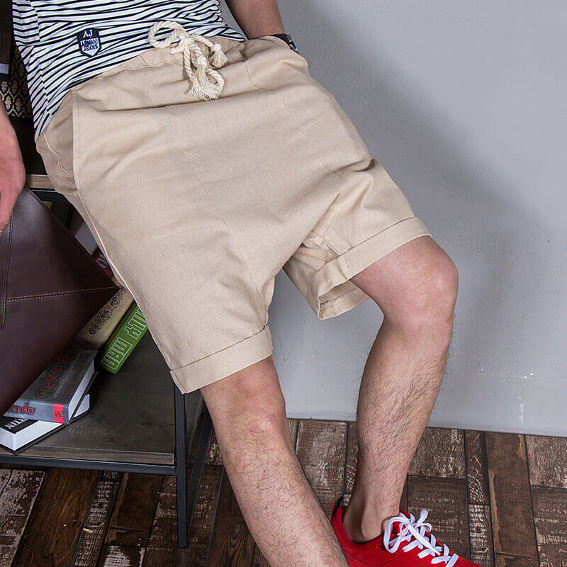Herren Sommer Cool Casual Kordelzug Low Crotch Leinen Harem Shorts