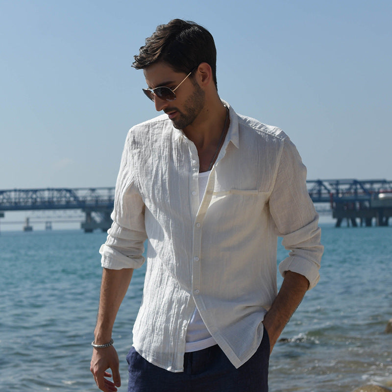 Herren lässiges Leinenhemd