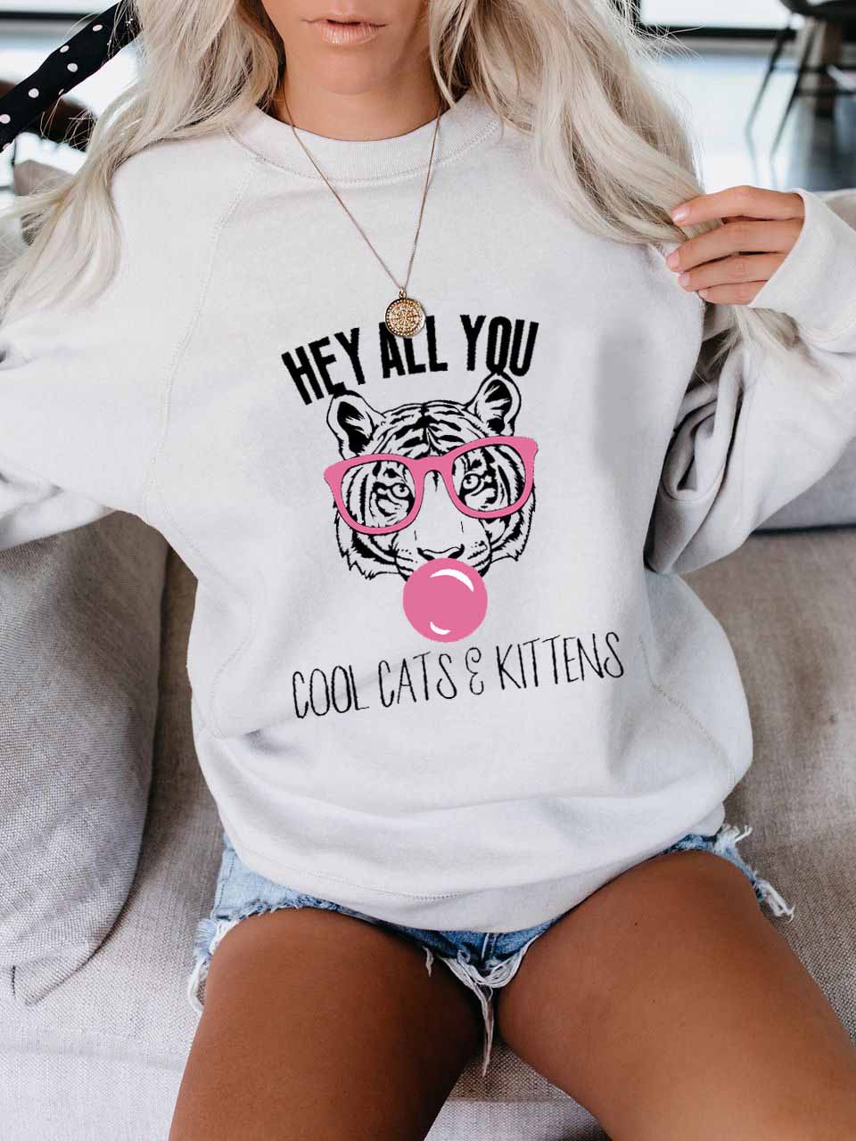 Frauen, NO, TODA TU PROTECCIÓN Y COCINA Suéter con estampado de tigre Rosa Brille