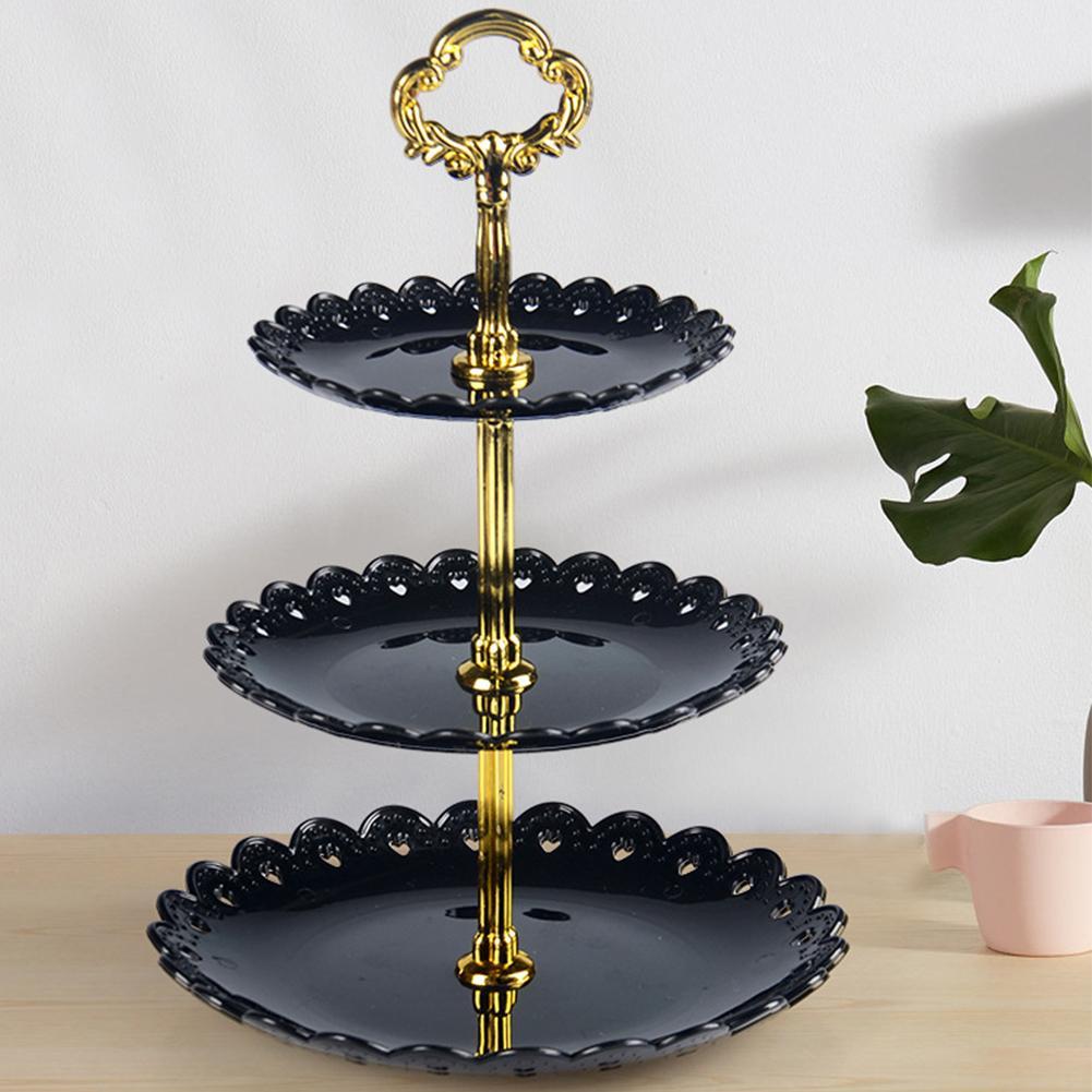 Platos de frutas de tres capas Soporte de pastel Accesorios de cocina Fiesta en casa Estantes de almacenamiento de postres Accesorios para festivales Soporte de almacenamiento de magdalenas