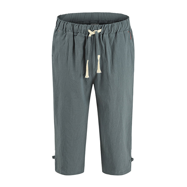 Lace-up trousers in cotton and linen for men