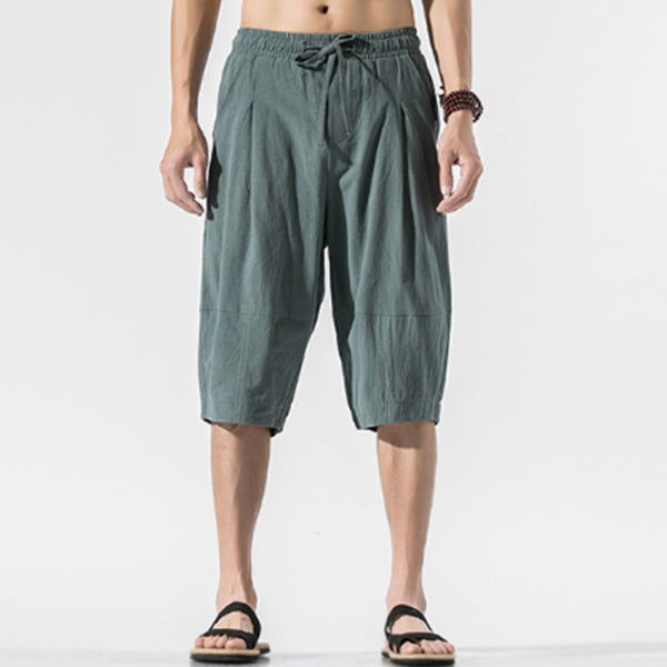 Šaunūs ir patogūs kinietiško stiliaus lininiai šortai