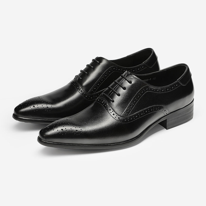 Sactino Brogue Lederschuhe in Schwarz / Kaffee Farbe