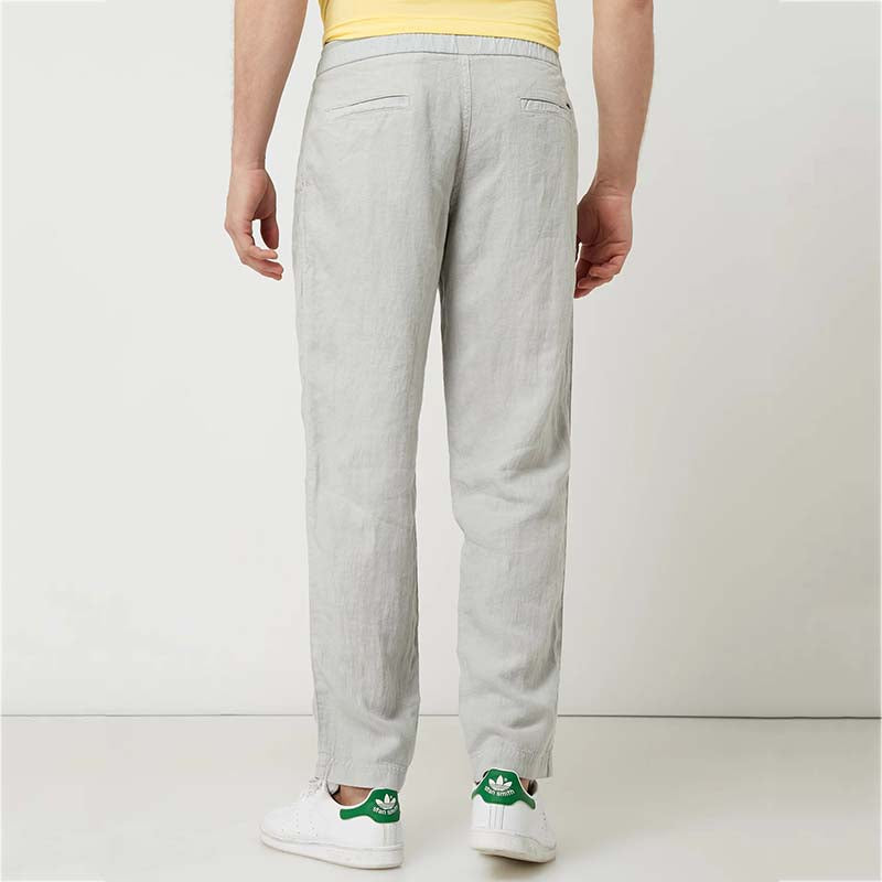 Herren Slow Fashion Sommer Cool Komfortable Kordelzug Elastic Waist Natural Leinenhose