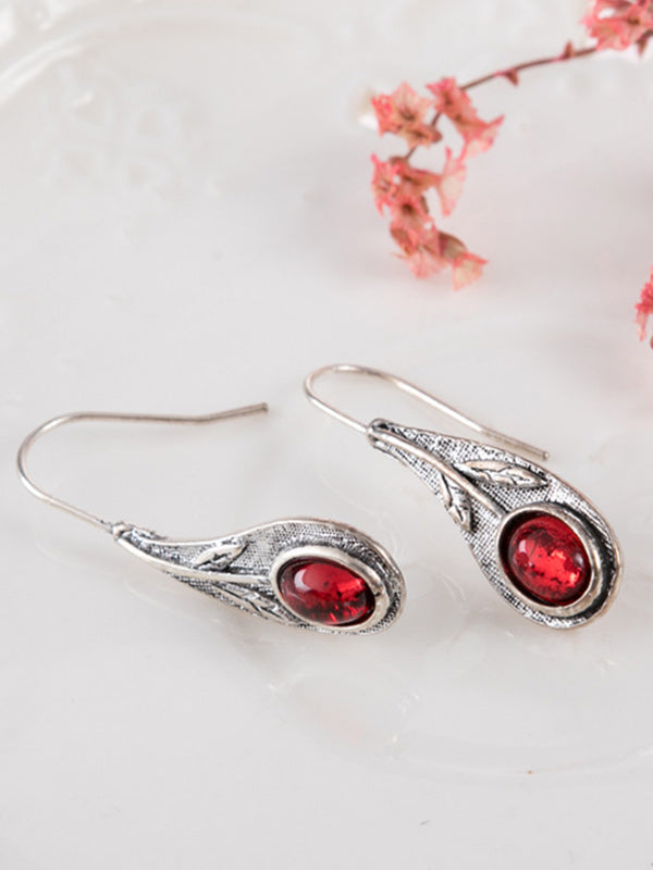 Pendientes vintage para mujer hechos de aleación roja de nácar