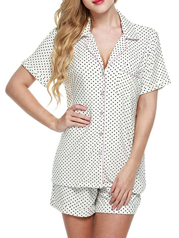 Moterų kasdieniai atspausdinti trumpų rankovių pižamos komplektai ir namų apranga