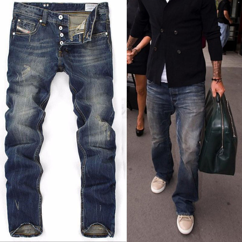 „Herren Ripped Single Breasted Straight“ džinsai