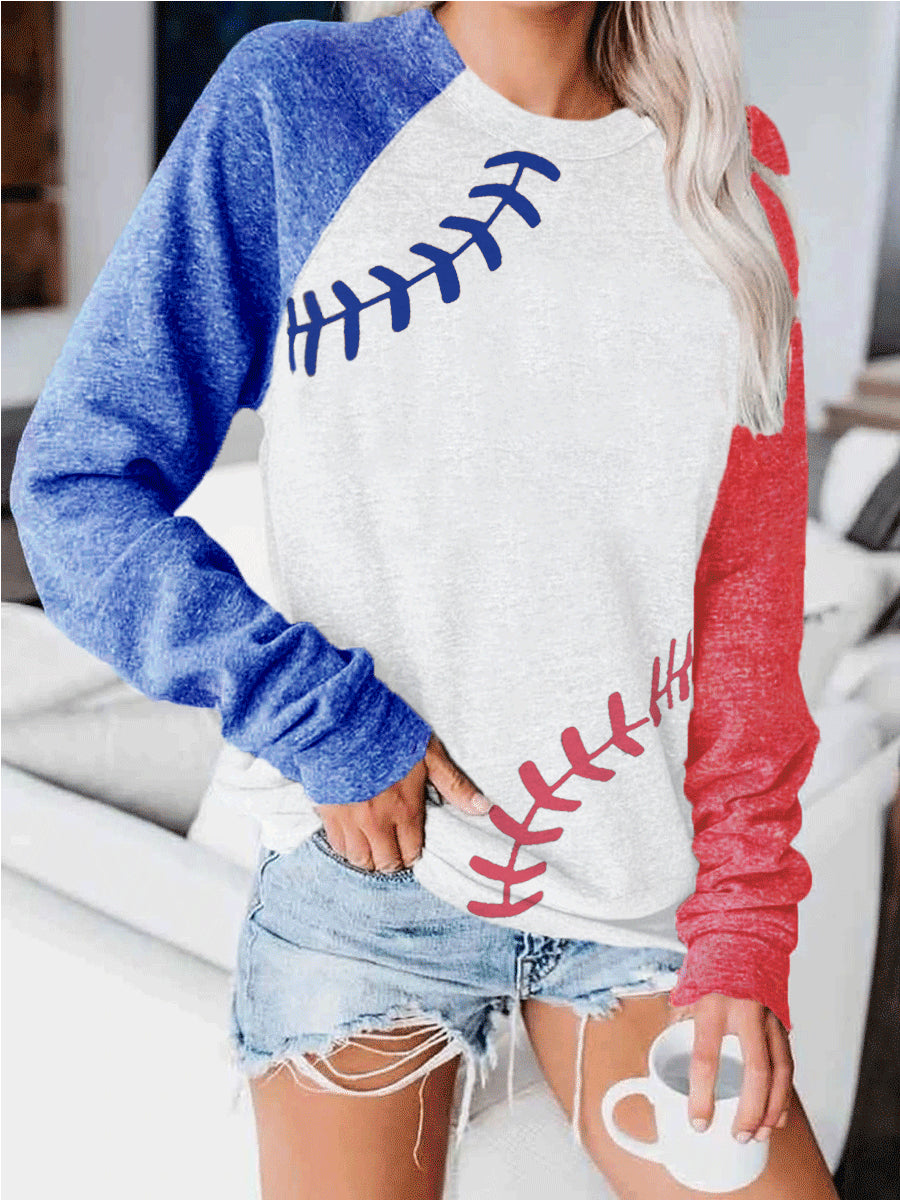 Baseball Lace One The Side Colorblock Damen Sweatshirt
