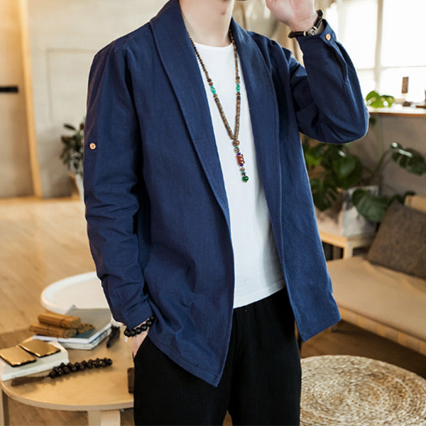 Traje casual de lino estilo chino para hombres